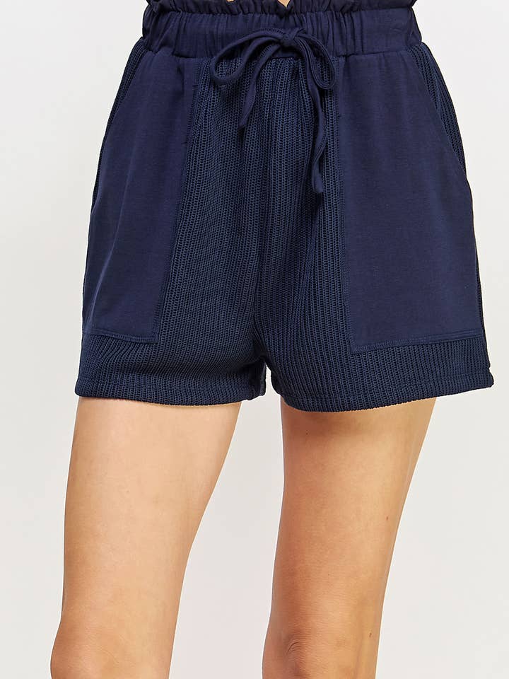 Mixed Media Detail Knit Shorts for wholesale by Strut & Bolt