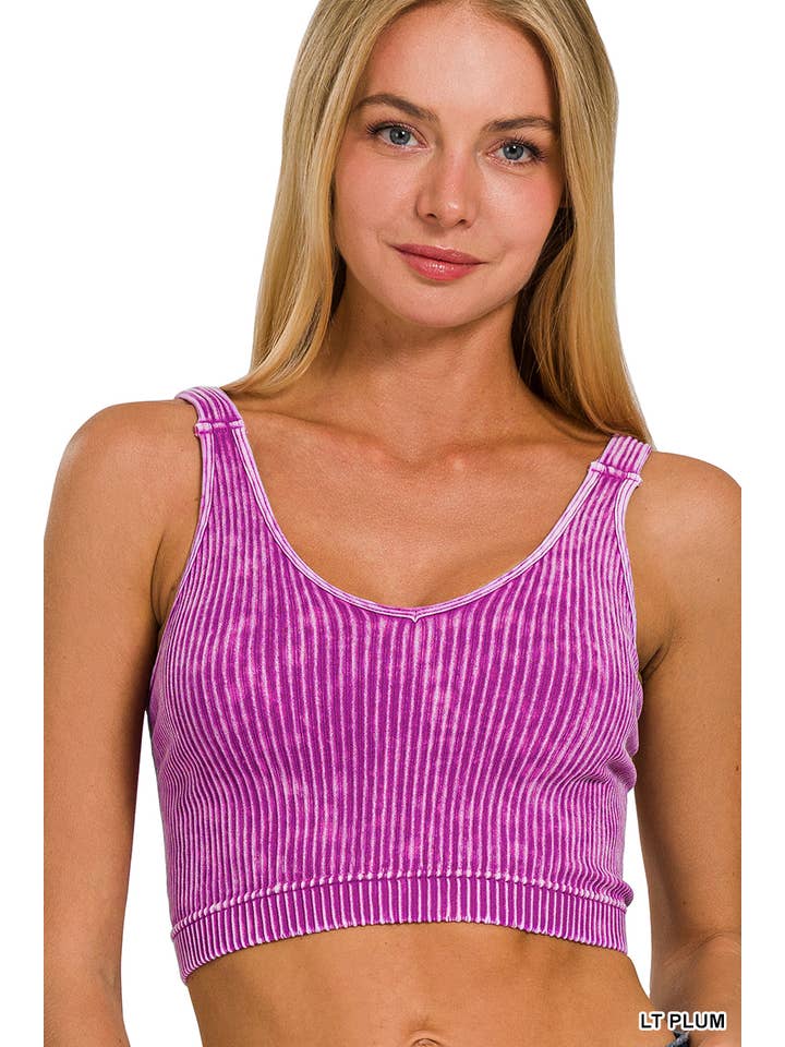 42POPS - Wholesale Tank Top - Women's - ",,,,.SI-25444 Premium Washed Seamless V-neck Crop Tank