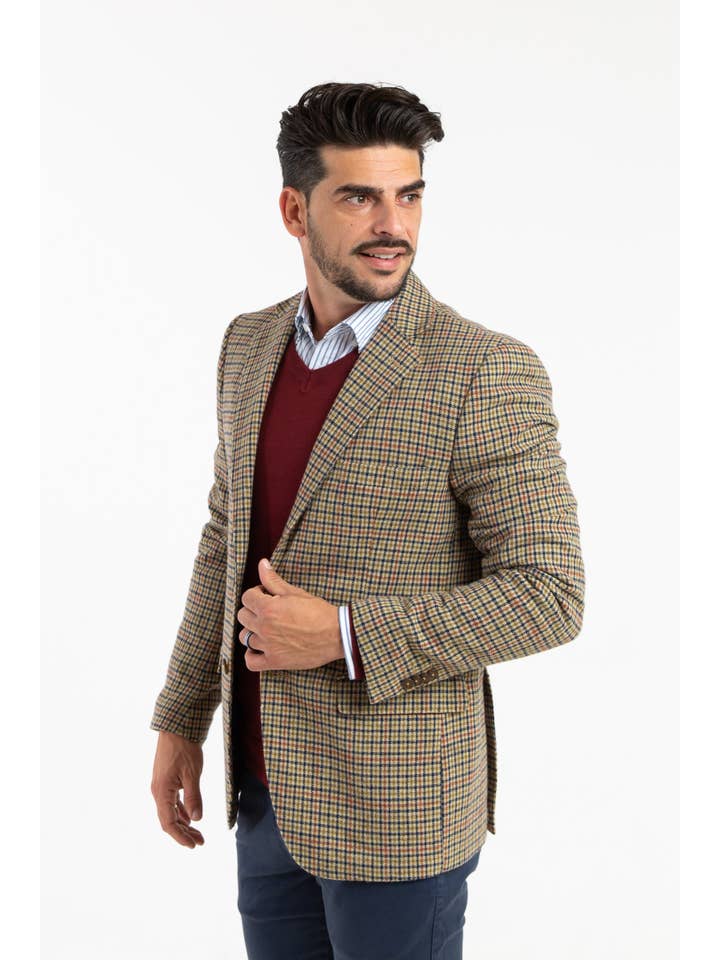 williot - Wholesale Blazer - Men's - Beige blazer with wool frame motif3