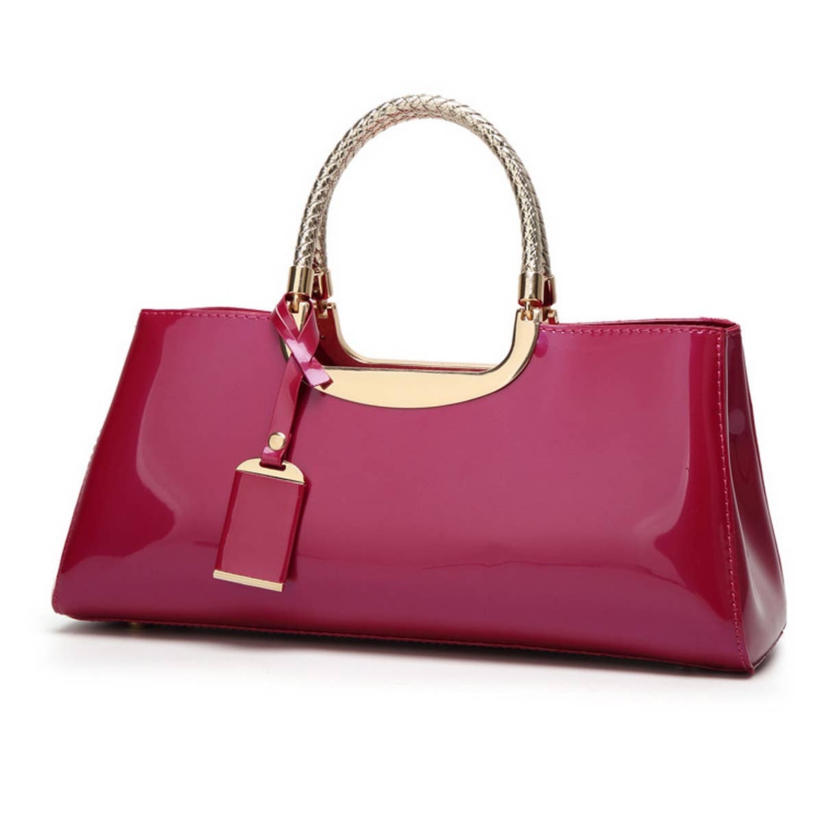 ACCITY - Wholesale Top Handle Bag - Women's - FASHIONABLE EVENING GLOSSY PATENT LEATHER TOTE_CWAB26356