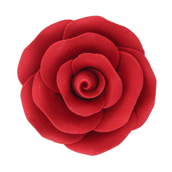 Deluxe Red Roses for Cake Decorating, Premium Unwired Sugar Flowers by Global Sugar Art, Red, Large for wholesale by Global Sugar Art