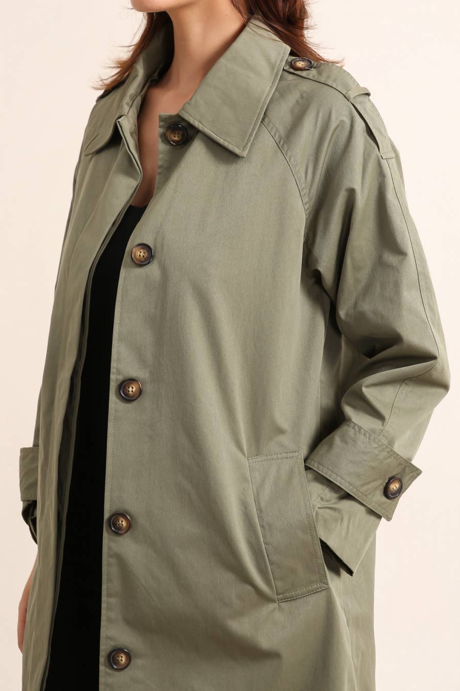 Attrait Paris – wholesale Trenchcoat - Dam – Lång trenchcoat med dold knappslå9