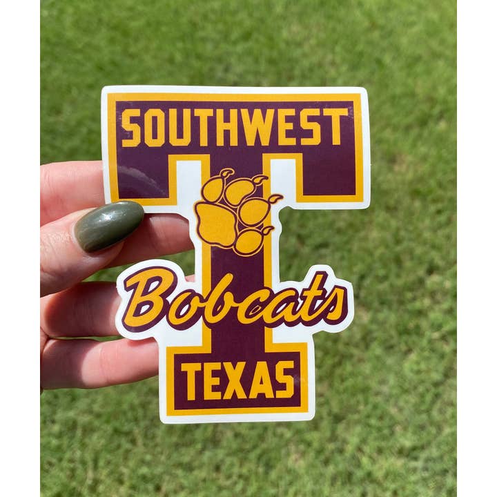 Autocollant Big T Bobcats de l'Université d'État du Sud-Ouest du Texas pour la vente par Lucky Ladybug labs