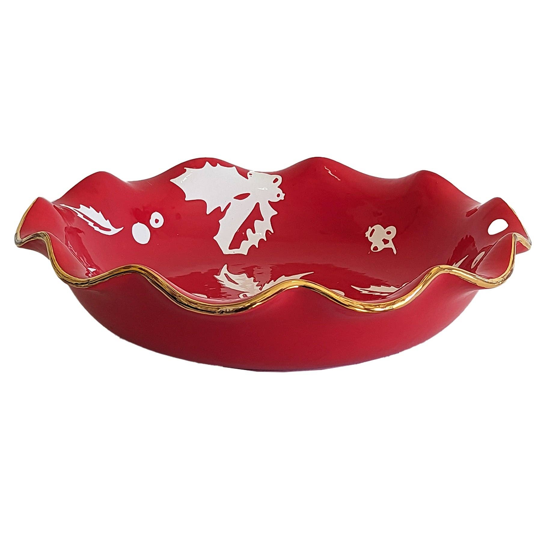 Lo Home | Ruby Clay - Wholesale Decorative Plate/Dish/Bowl - Deck the Halls Scalloped Bowls with 22K Gold Accent1