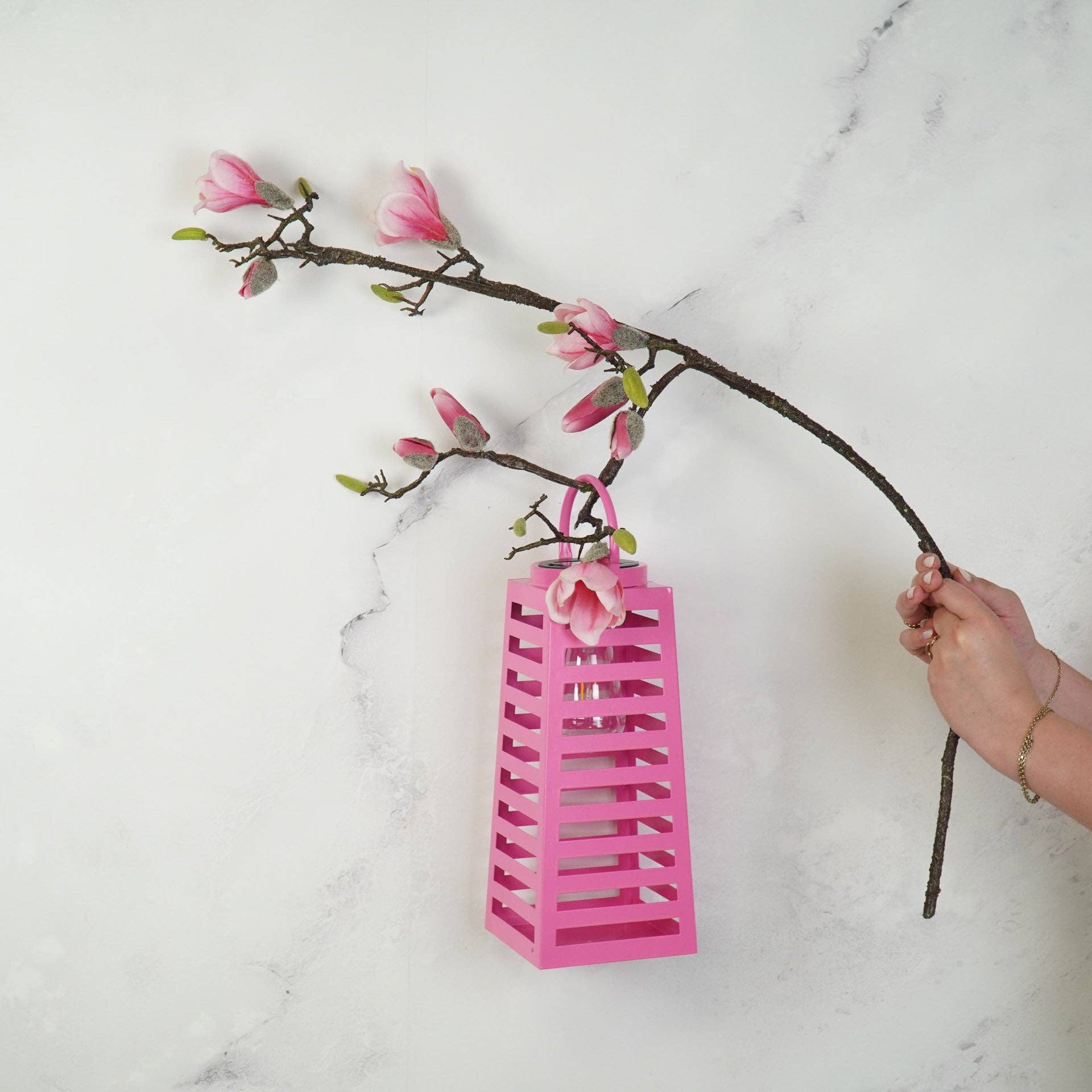 Housevitamin bv - Wholesale Lantern - Lamp- Lantern - Solar - Metal - Pink - 14x32,5cm1