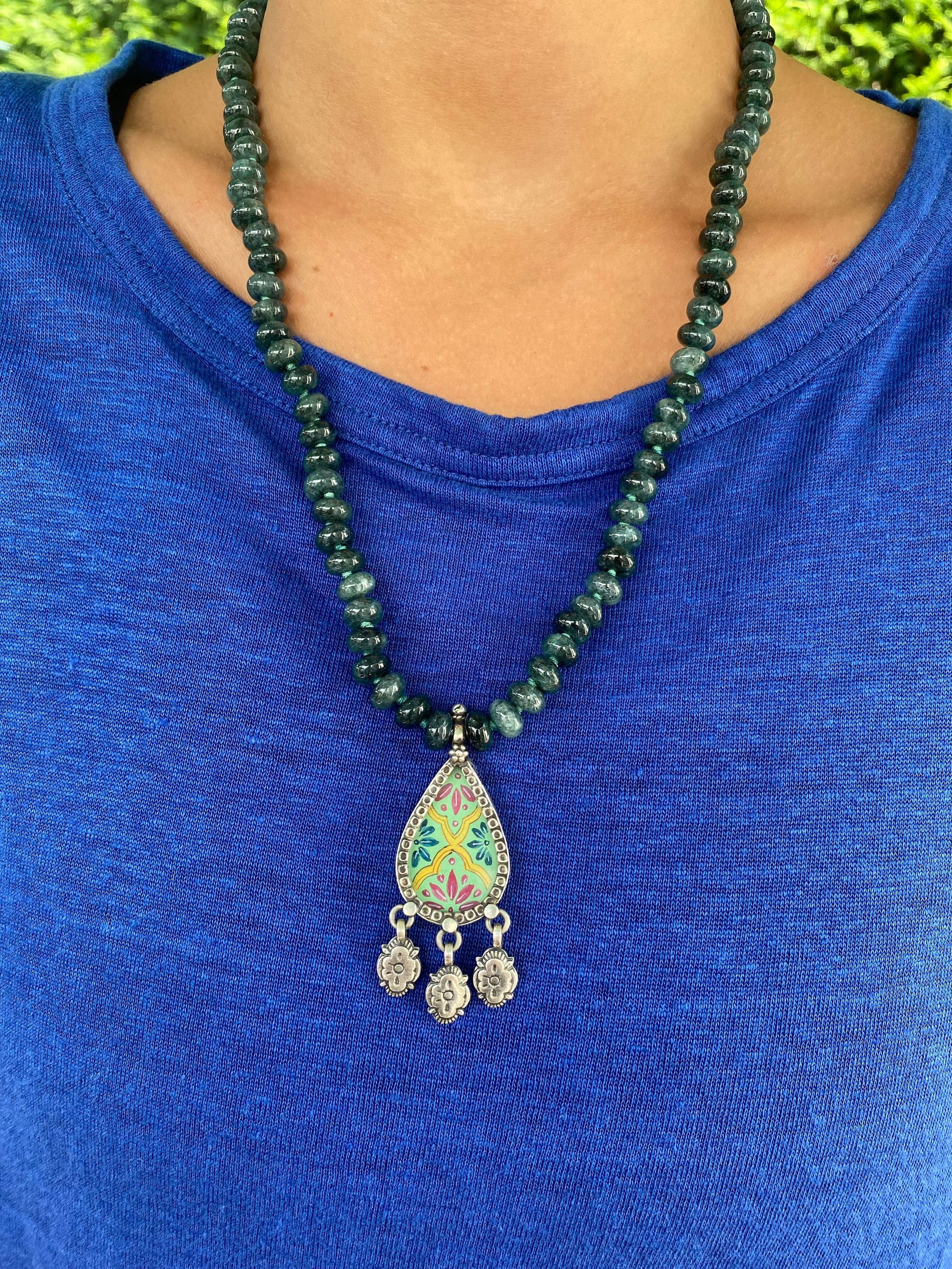 Jen Stock Mindful Designs - Wholesale Pendant/Charm Necklace - Block Print Beaded Necklaces29