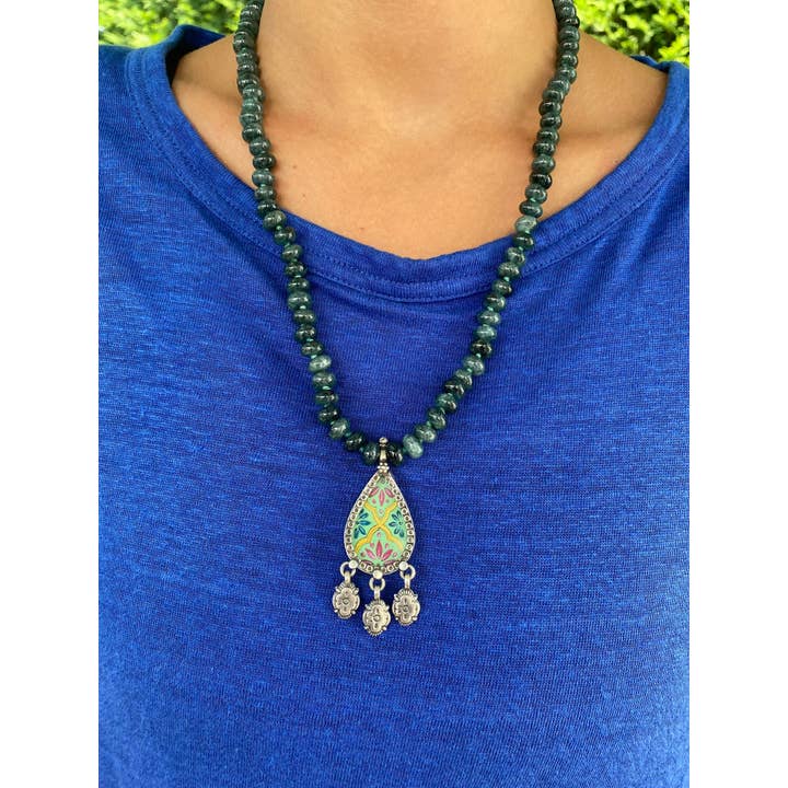 Jen Stock Mindful Designs - Wholesale Pendant/Charm Necklace - Block Print Beaded Necklaces29