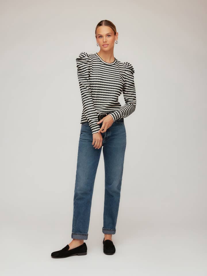 Stripe F Leila Puff Sleeve Top for wholesale on Faire5