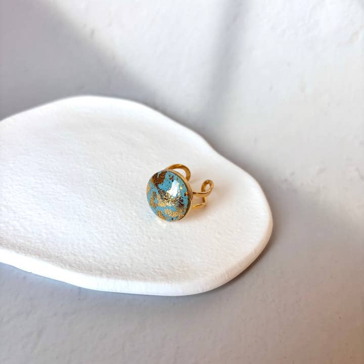 Golden Tide - Bague Réglable Turquoise Or en Acier pour la vente par DUESTELLE ITALIA