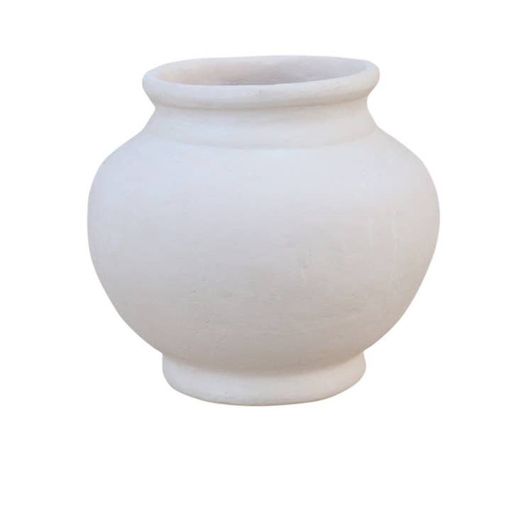 Paper Mache Pot Natural White Dia 9.45" for wholesale on Faire