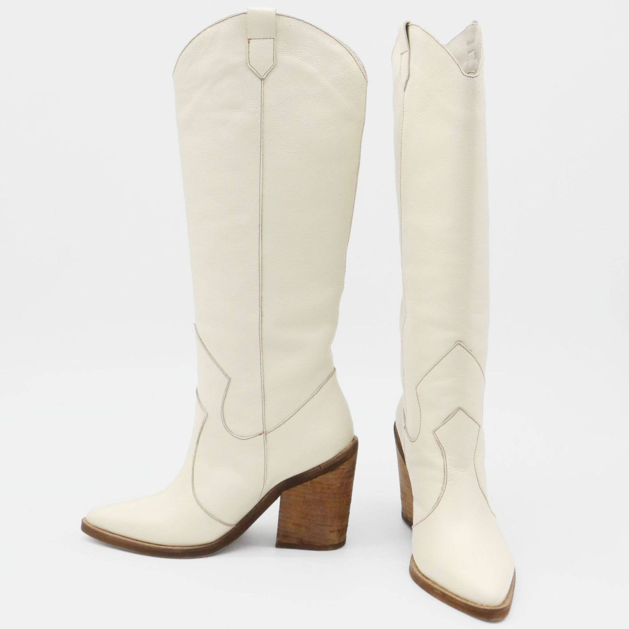 Macao western cowboy boots ivory leather women's shoes for wholesale on Faire7