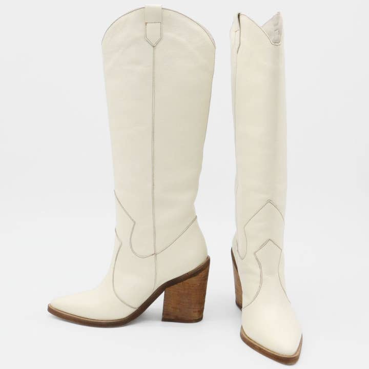 Macao western cowboy boots ivory leather women's shoes for wholesale on Faire7