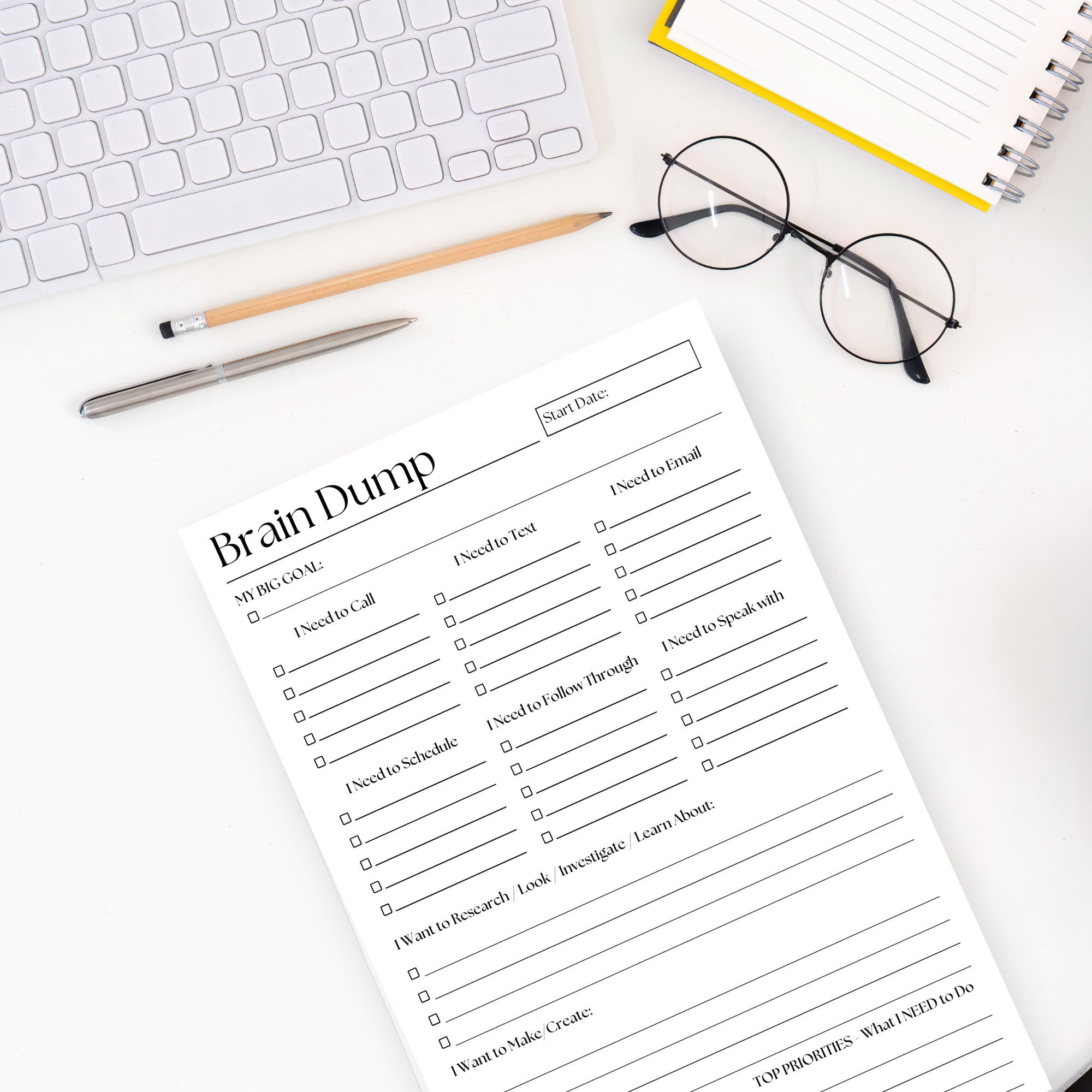 Eleventh and Taylor – Bloco de notas por atacado – Bloco de Notas Brain Dump: Planeador Diário de 50 Páginas para TDAH2