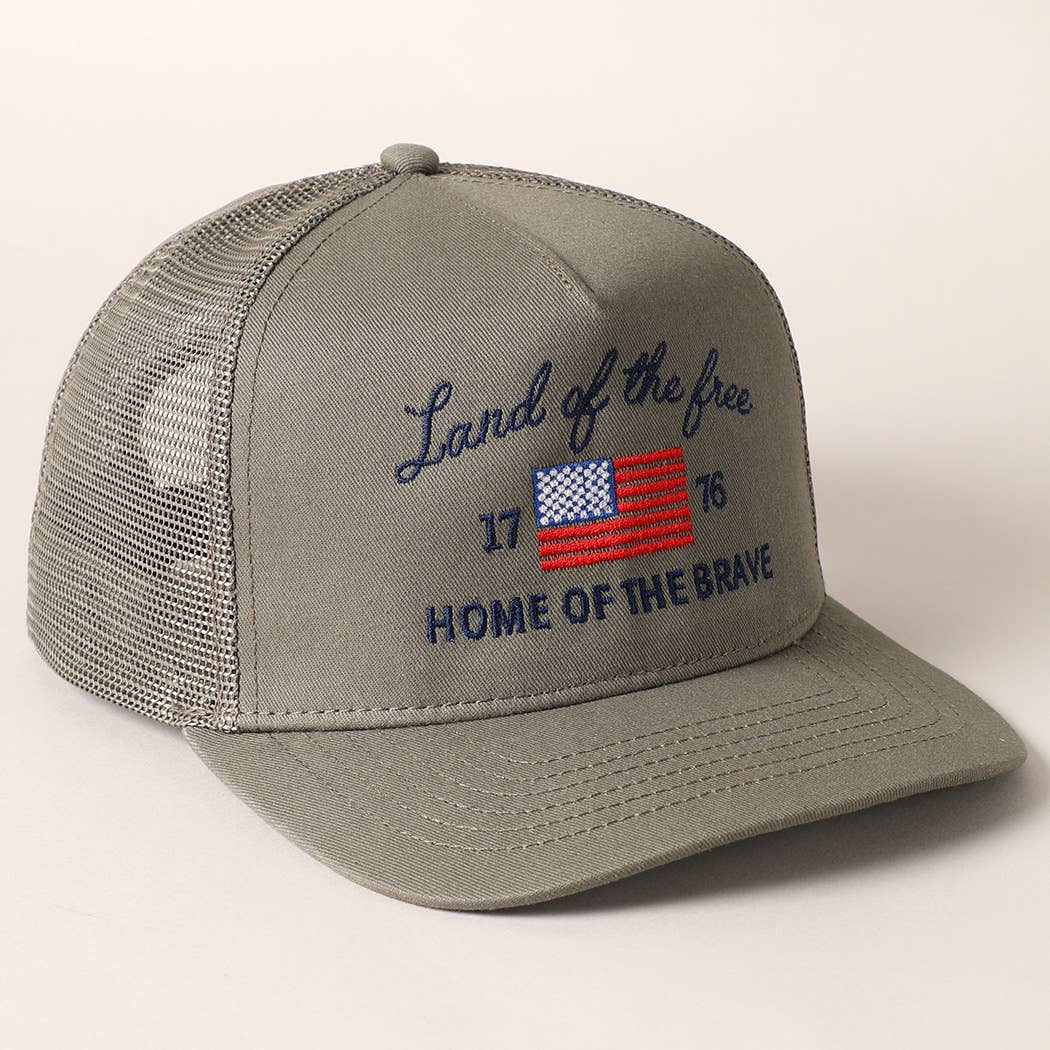 Fashion City - Wholesale Trucker Hat - Unisex - Land Of The Free Embroidery MeshBack Trucker Hat 5