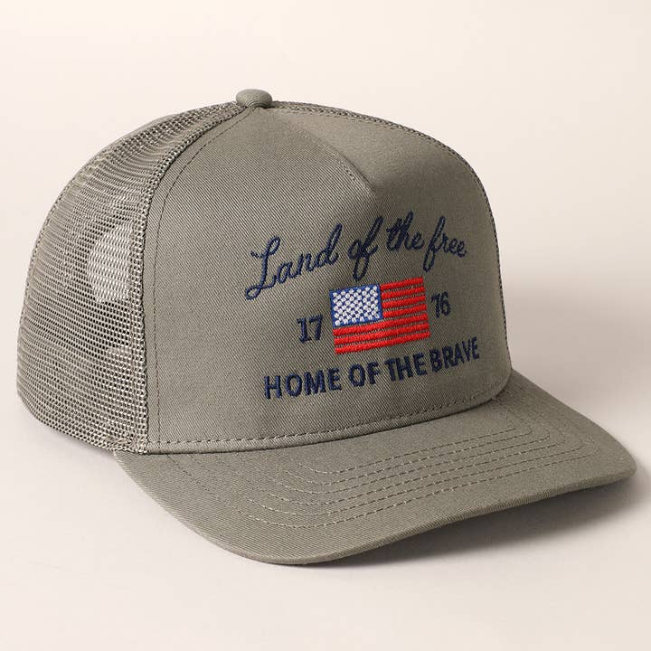 Fashion City - Wholesale Trucker Hat - Unisex - Land Of The Free Embroidery MeshBack Trucker Hat 5