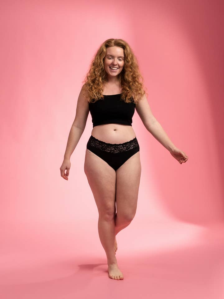 Period Underwear - Brief with Lace - Black for wholesale by Dais Group GmbH