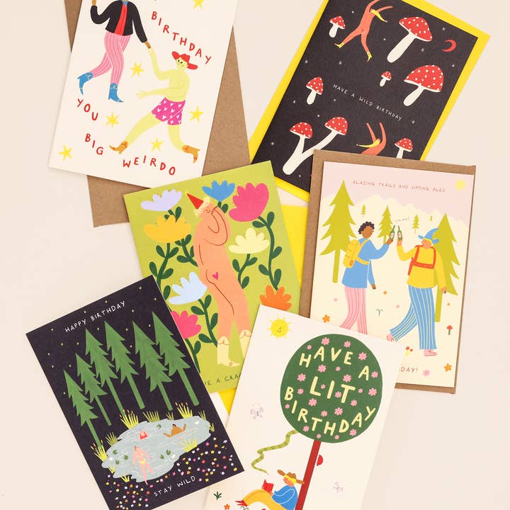 Little Black Cat Illustrated Goods - Wholesale Birthday Card - Big Weirdo Birthday Card | Funny Card With Alien And Cowboy3