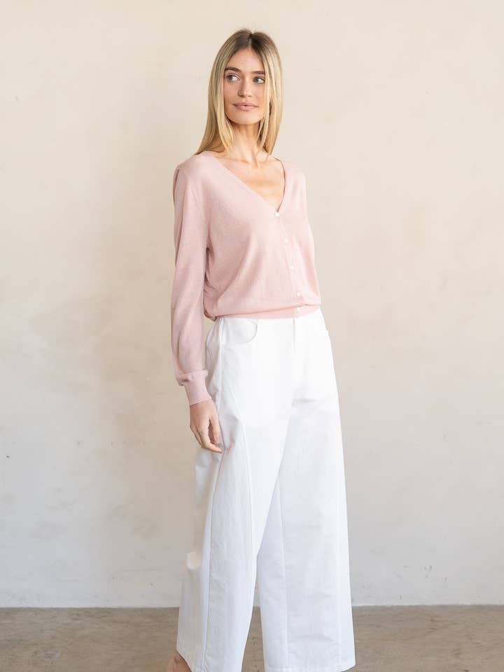 CARDIGAN À COL V EN MAILLE FINE pour la vente par ELLE GREY