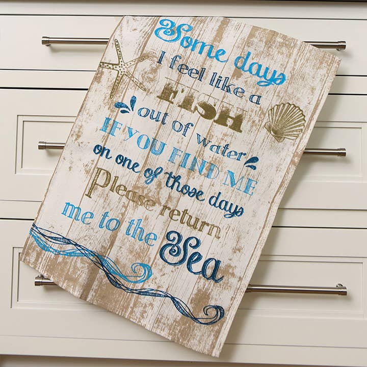 Beach Living Return 18x26 Natural Tan Cotton Tea Towel for wholesale by Heritage Lace