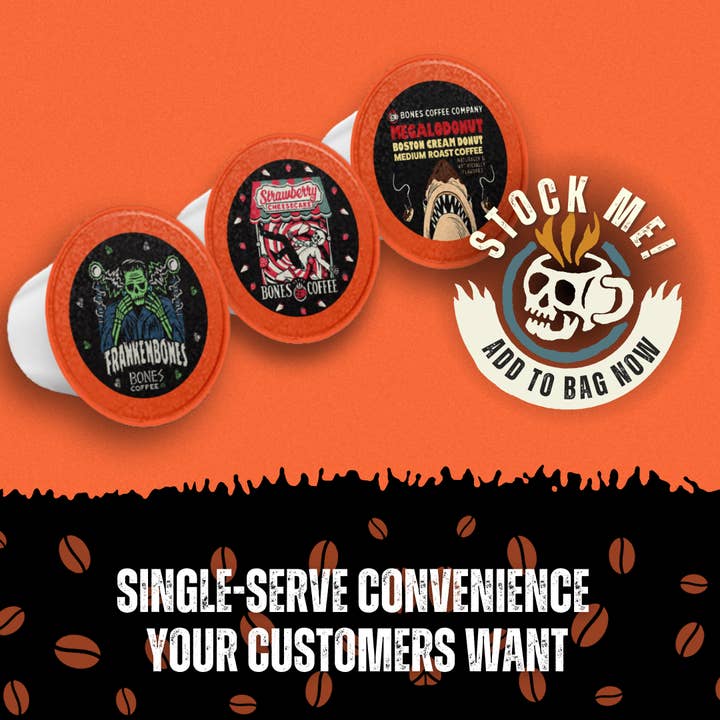 Bones Coffee Company - Wholesale Coffee Pods - Pina Colada Coffee Pods | 12 Count | Flavored Coffee Pods