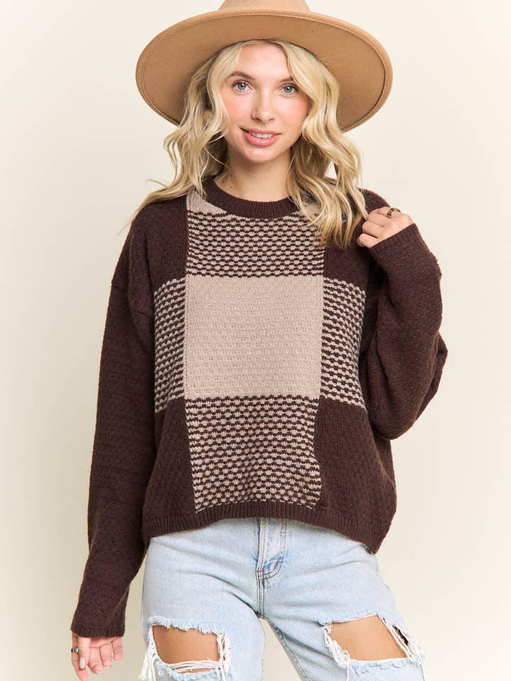 Madelyn - Wholesale Knit Sweater - Women's - LESW4174-COLORBLOCK CREWNECK SWEATER16