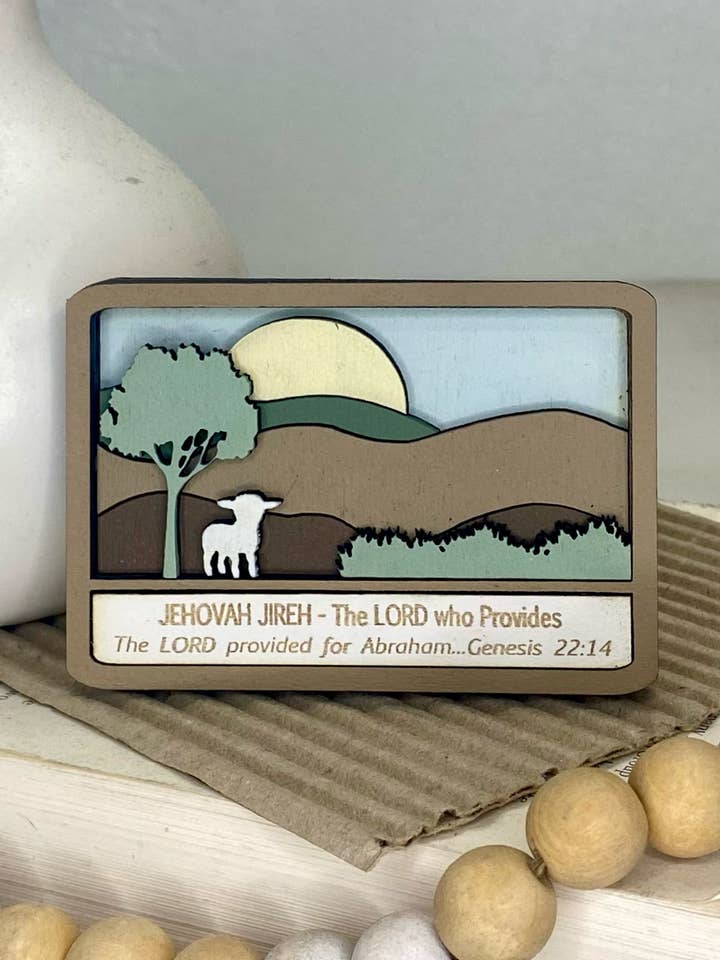 Jehovah Jireh Magnet, The Lord Provides, Name God Mini Sign for wholesale by Pine Designs