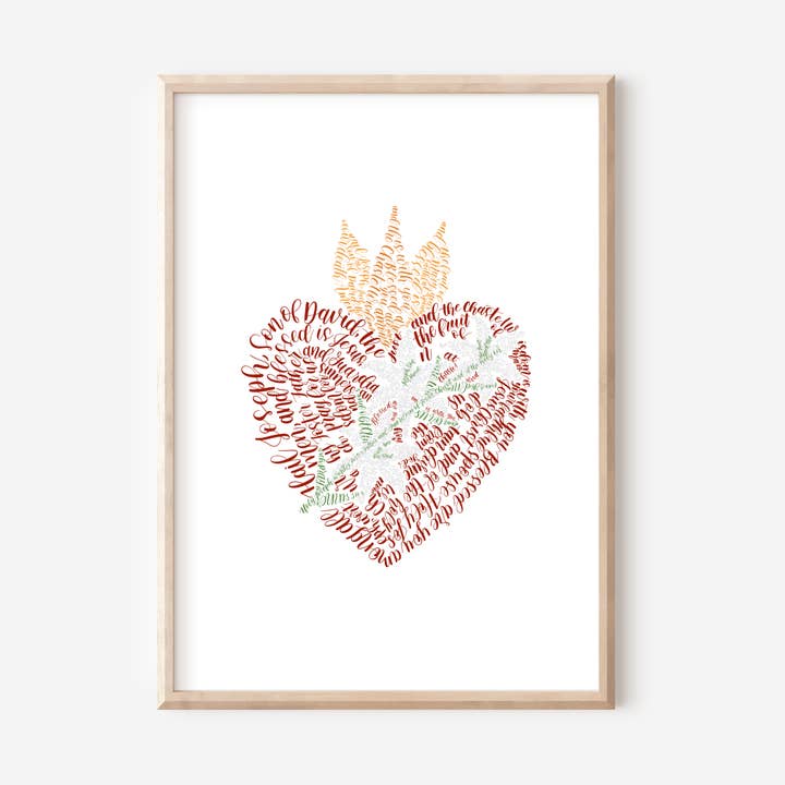 Chaste Heart of St. Joseph - Catholic Calligraphy Art for wholesale by Abiding Light Designs