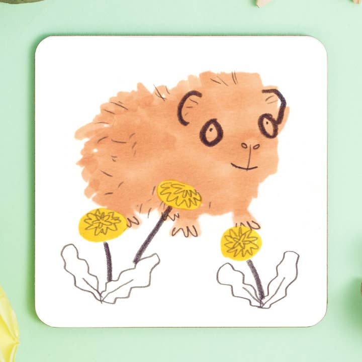 Marsvin Orange Fluffy Coaster for engroshandel hos Jo Clark Design