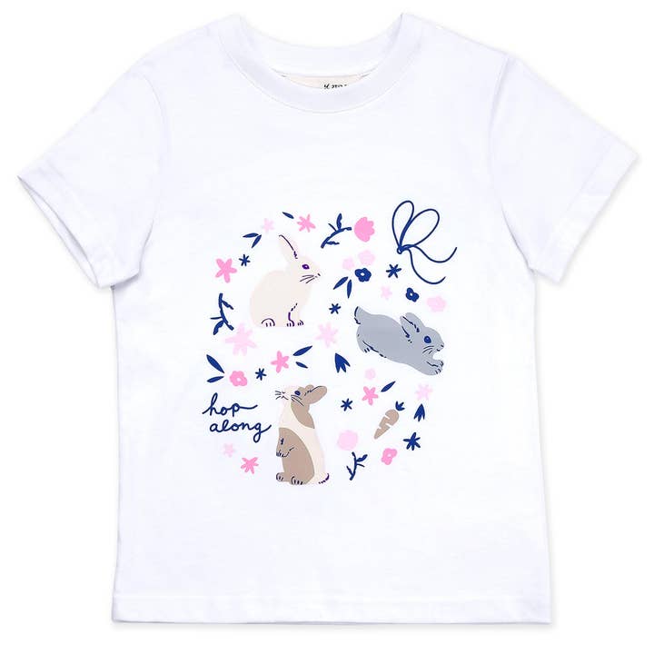 Bunny Flowers | Kids Cotton Graphic T-Shirt for wholesale by Jan & Jul