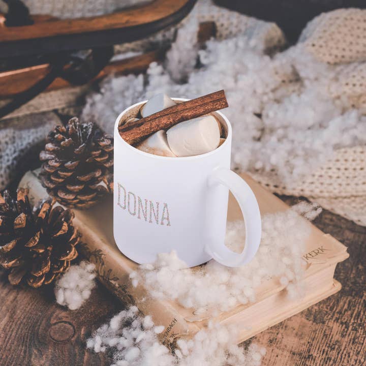 3dRose - Wholesale Coffee Mug - 3dRose, Donna - Woman In Italian. Letters made of flowers, pastel colors, Mug11