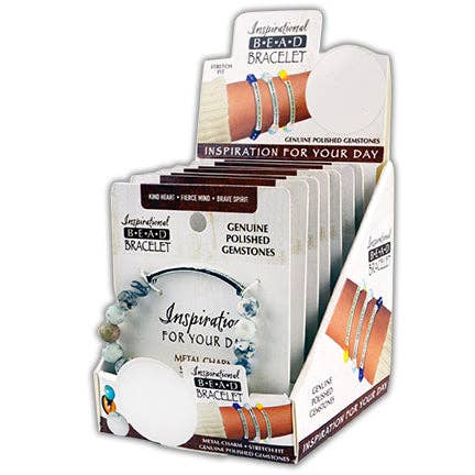 Novelty Brands - Wholesale Beaded Bracelet - Inspirational Bead Bracelet with Saying- 6 Piece Display