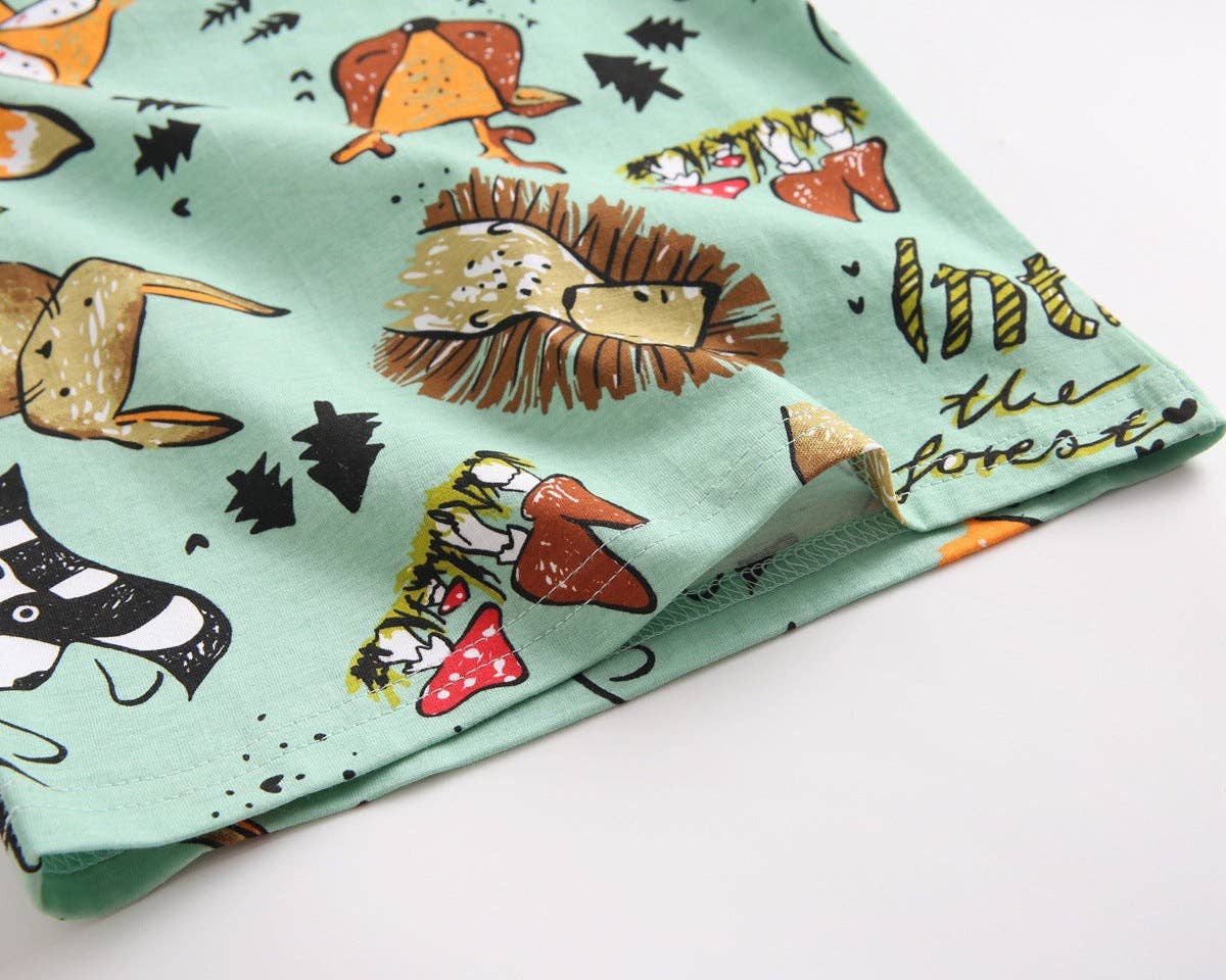 Green Baby Boy Animal Print Short-Sleeved Top Combo Solid Color Shorts Sets In Summer for wholesale on Faire6