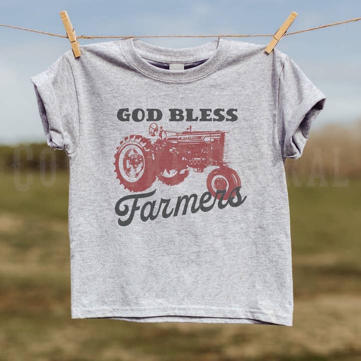 GOD BLESS FARMERS YOUTH TEE for wholesale by Cowpoke Corral