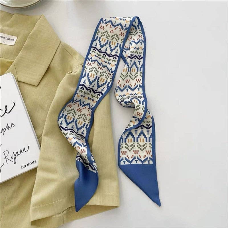 ShieldChic - Wholesale Scarf - Women's - Vintage Printed Slim Hair Silky Scarf8