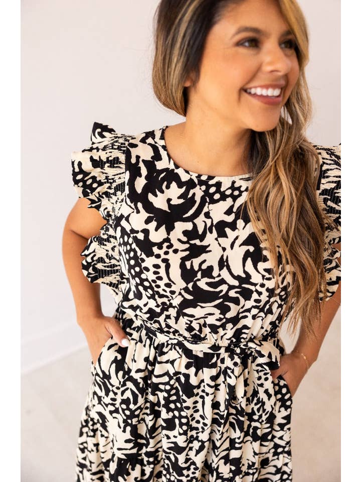 Beige and Black Abstract Dress for wholesale on Faire9