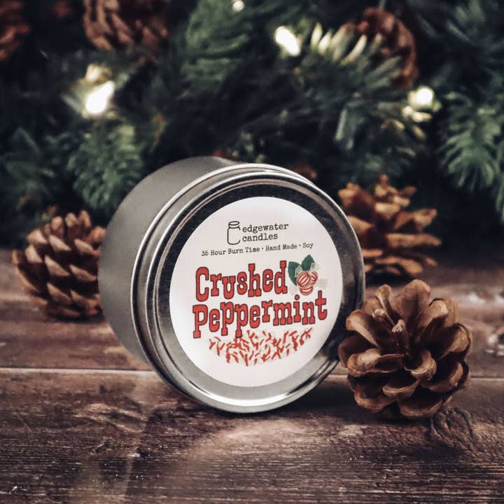 Edgewater Candles - Wholesale Travel Candles - Travel Tin - Crushed Peppermint1