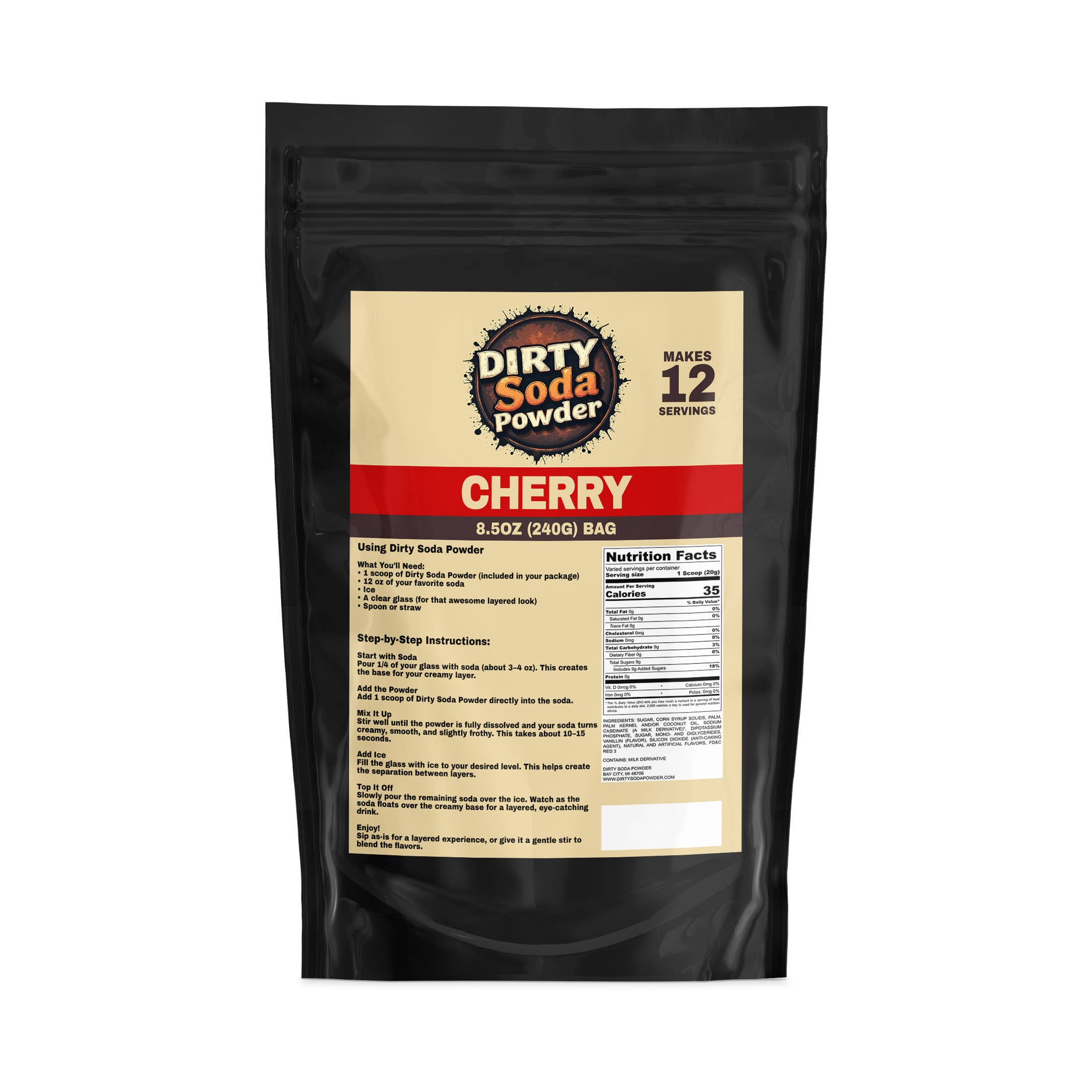 Dirty Soda Powder – Mistura de bebida por atacado – Cereja 🍒 Pó de Refrigerante Sujo - Mistura de Refrigerante Tudo em Um1