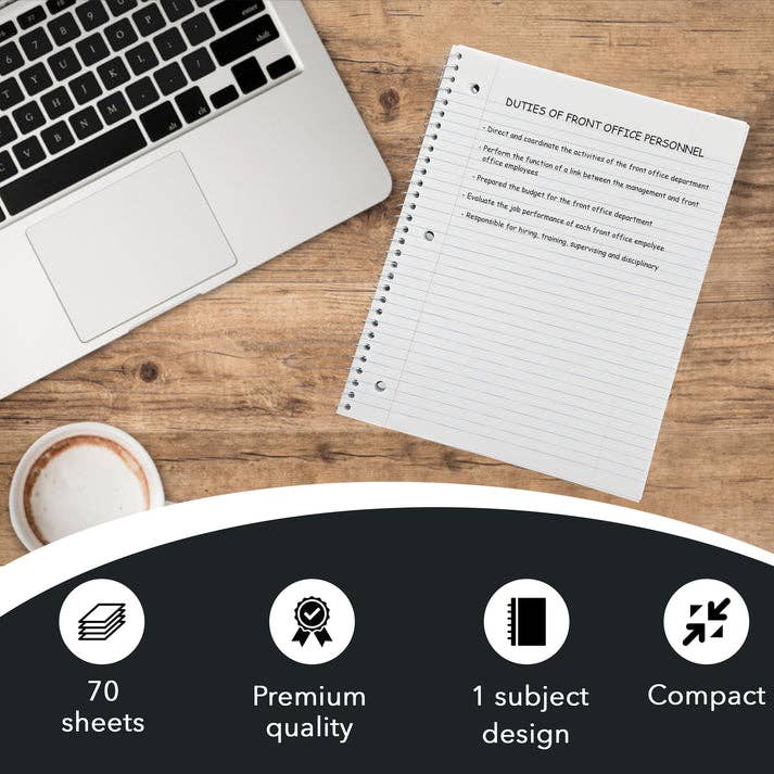 Three Leaf Products - Wholesale Notebook - Three Leaf 70 Ct. 1-Sub Spiral Notebook , Cr (Pack of 48)3