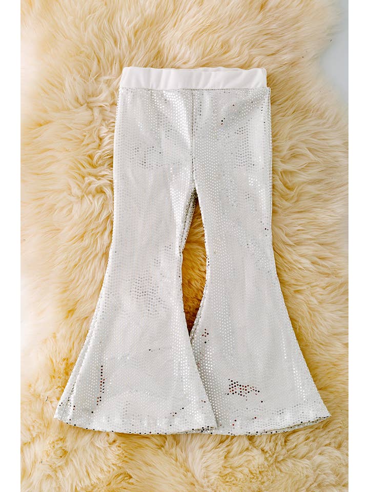 Kids Charm Online - Wholesale Pants - Kids - WHITE SHIMMERY BELL PANTS. PNG40230 JEAN