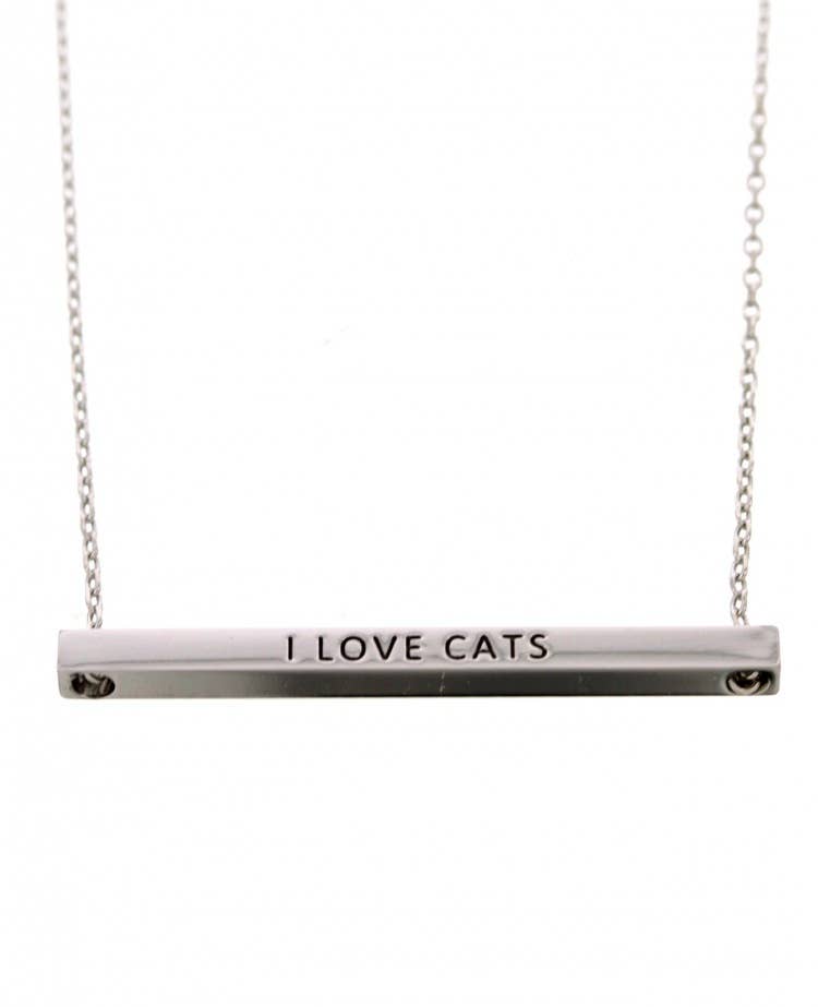 0011 PREMIERE - Wholesale Halskettinghanger - FR4905 I LOVE Cats_message koperen halsketting