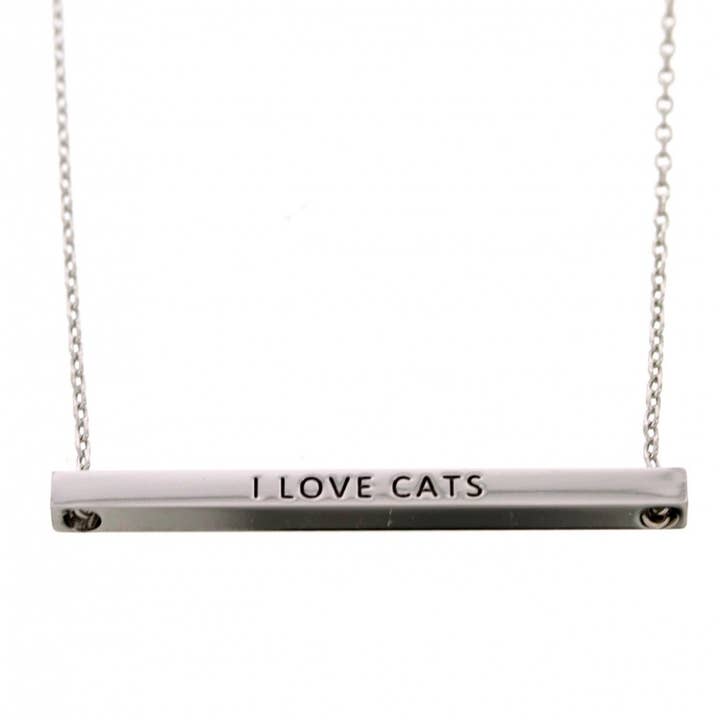 0011 PREMIERE - Wholesale Halskettinghanger - FR4905 I LOVE Cats_message koperen halsketting0