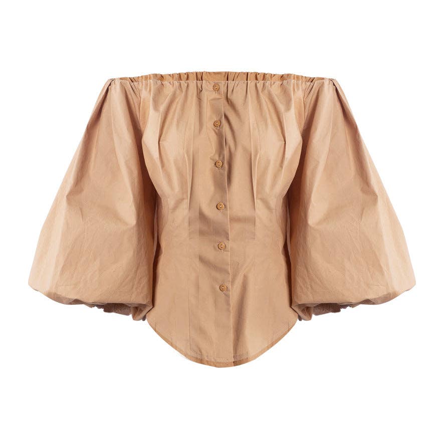 Marayn - Wholesale Blouse - Women's - French Chic Spring Blouse Shoulder Cut Lantern Sleeve2