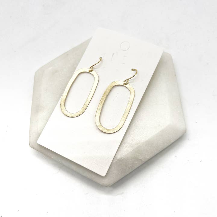 Baubles by B - Wholesale Dangle Earrings - Gold Oval Brass Metal Earrings1