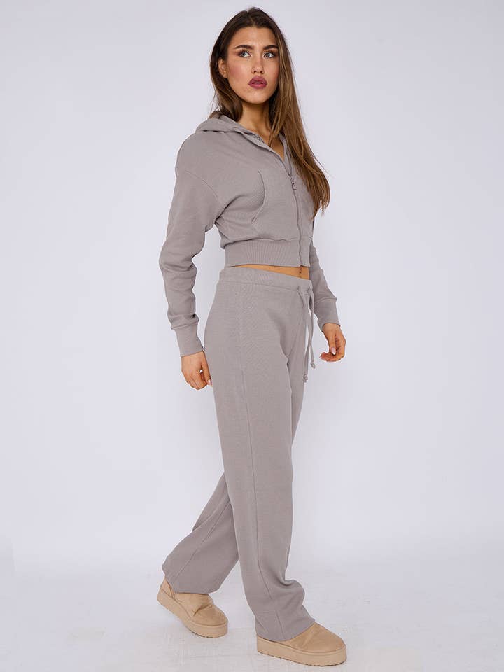 AX Labels - Wholesale Lounge Set - Women's - Interlock Cropped Zip Hoodie and Flared Trouser Set29