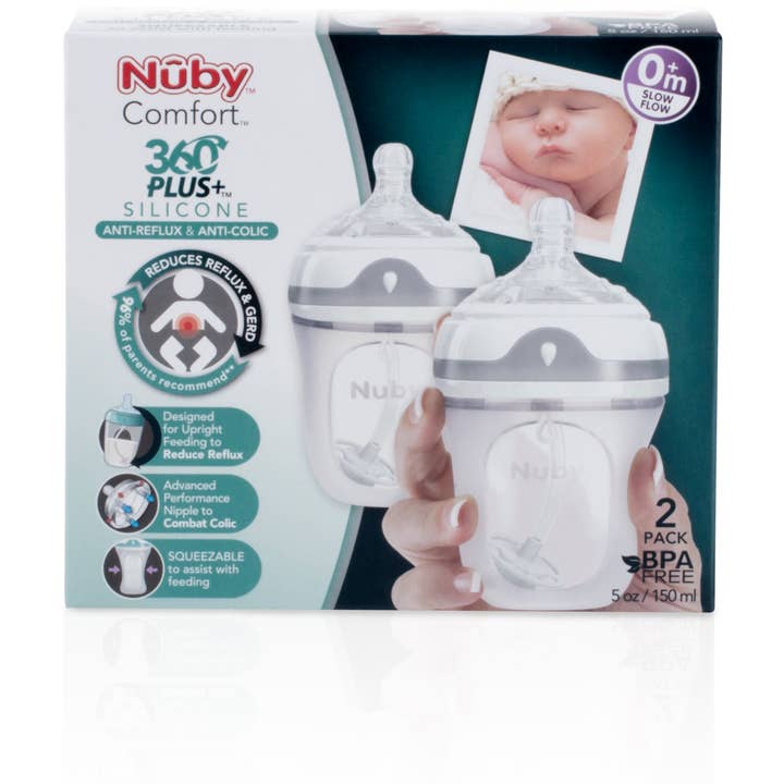 Nuby - Wholesale Baby bottle - Nuby 2 Pack Slow Flow Comfort Bottle, 5oz