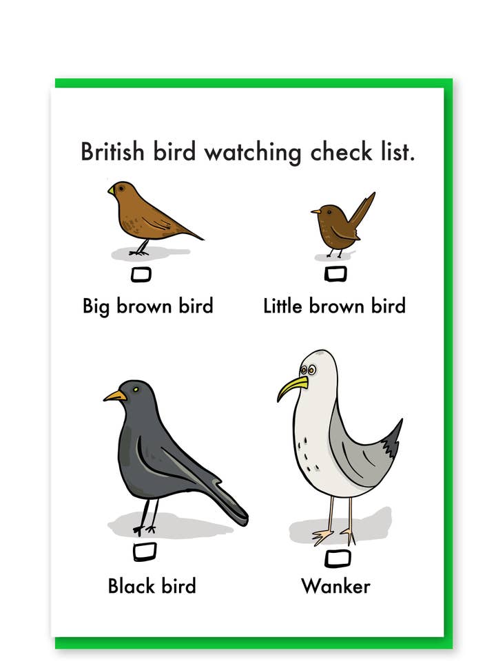 Funny Bird Spotting Card for wholesale by Objectables Publishing Limited