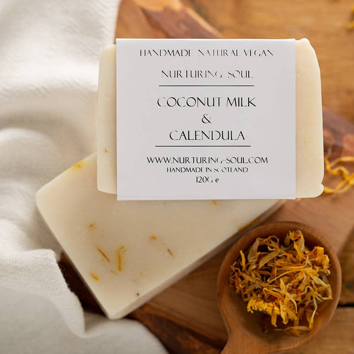 Coconut Milk and Calendula (unscented) natural vegan soap for wholesale by Nurturing Soul