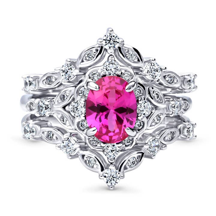 BERRICLE Halo Art Deco Chevron V-förmiges Verlobungsring-Set für den Großhandel von BERRICLE