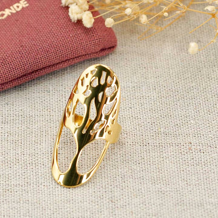 Merveilles du Monde - Wholesale Cocktail/gelegenheidsring - Rvs ring met goud- of zilverkleurige afwerking, verstelbaar