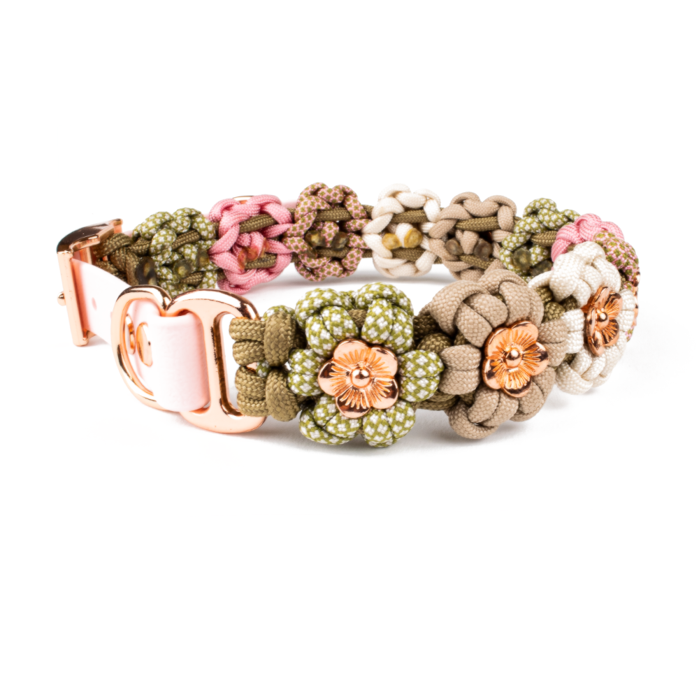 Tierluxe - Wholesale Pet Collar - Dog - Dog Collar Animal Luxury Flowers Paracord5